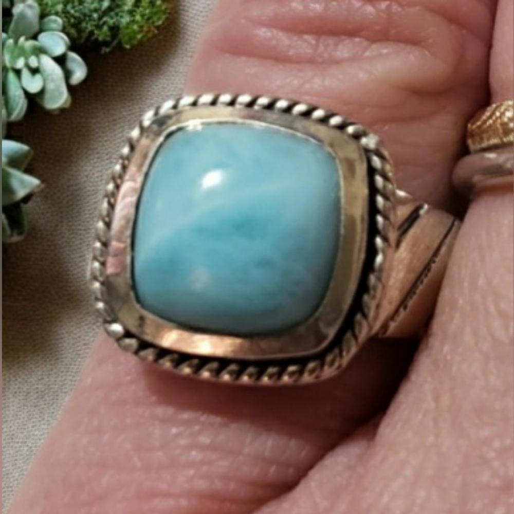 Larimar Ring 925 Silver